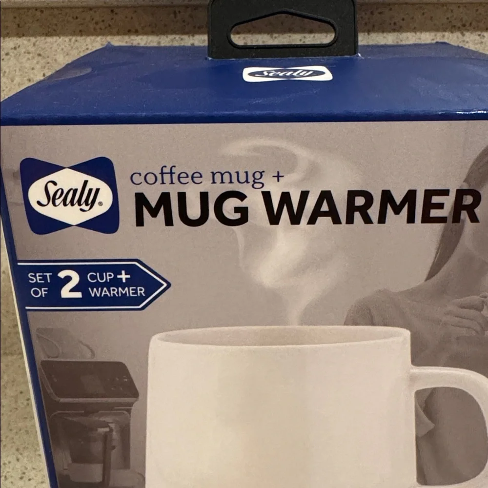 Sealy White Mug Warmer with Coffee Mug